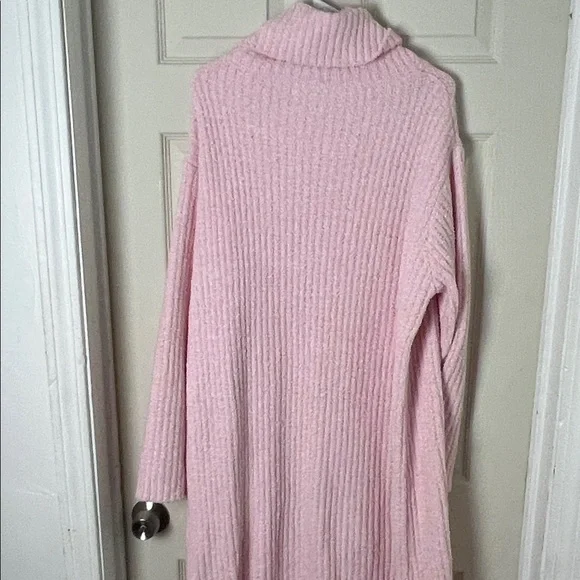 Elegant Pink Cowl Neck Sweater Dress - Picture 7 of 14
